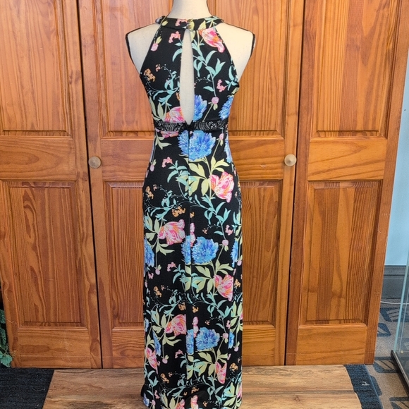 Emerald Sundae Black Maxi Dress Sleeveless Floral Design S CC219 - Picture 5 of 8